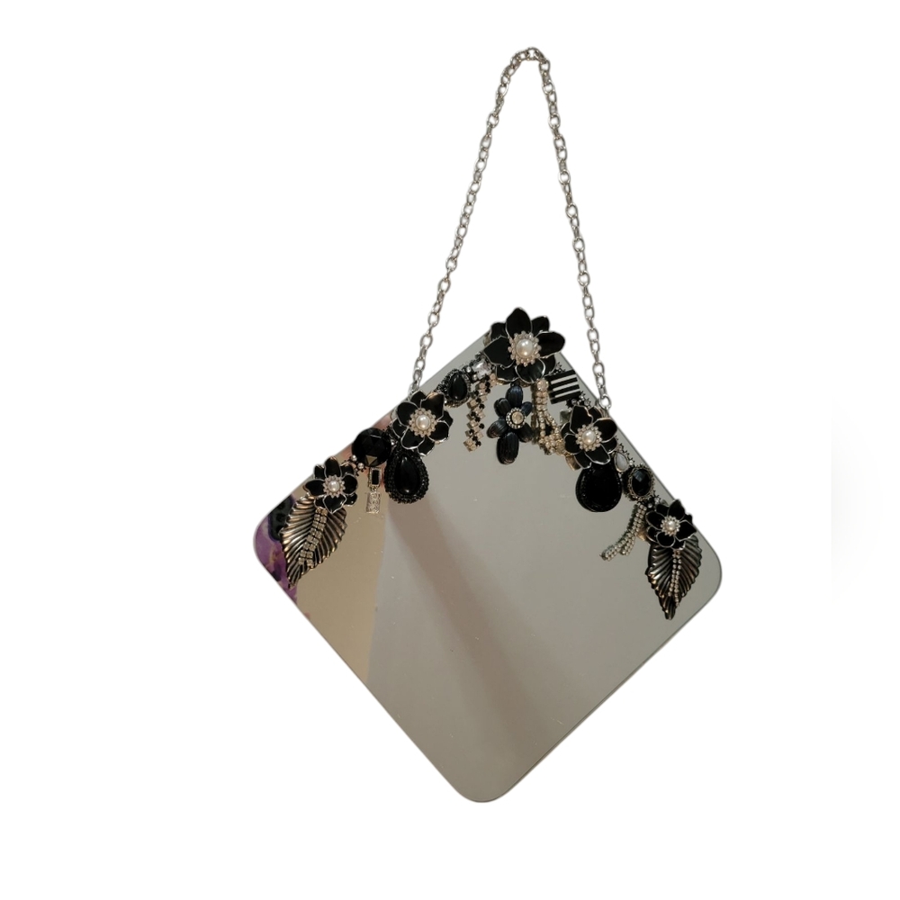 Elegant Black and Silver Accent Mirror